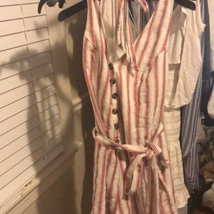 American eagle striped button front romper